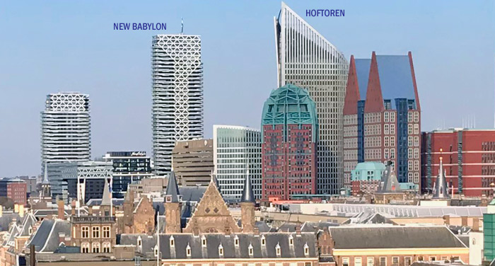 New Babylon and Hoftoren tall buildings in The Hague Netherlands