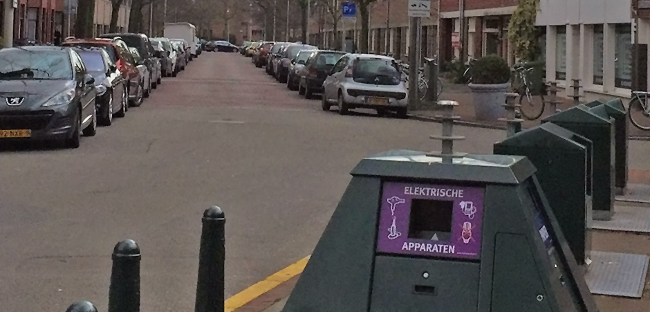 Dutch neighborhood recycling containers in The Hague Netherlands
