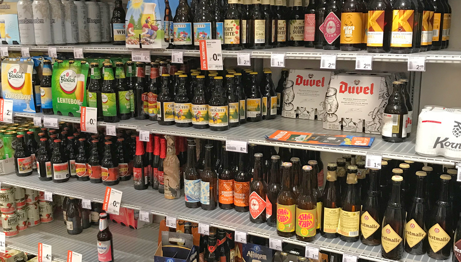 Dutch beers for sale in supermarket in Holland