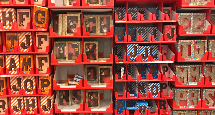 chocolate letters at popular at Sinterklaas in the Netherlands