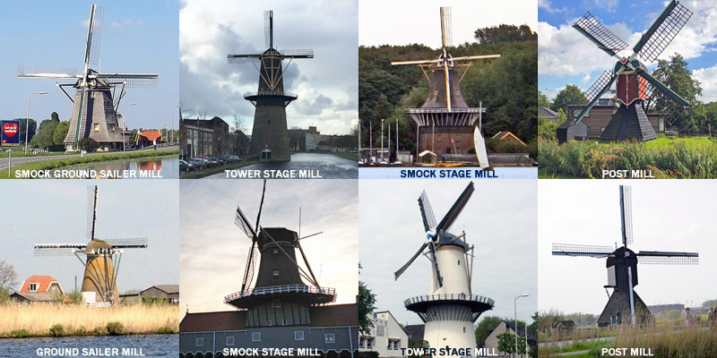 types of Dutch windmills (molens) in the Netherlands