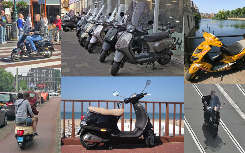 Netherlands scooter regulations - collage of scooters in Holland