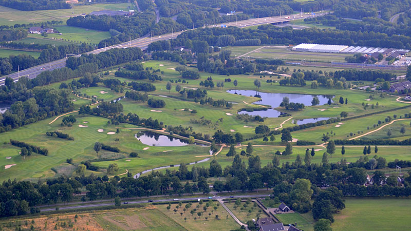 aerial view of Dutch golf course (golfbaan) in Utrecht, Netherlands