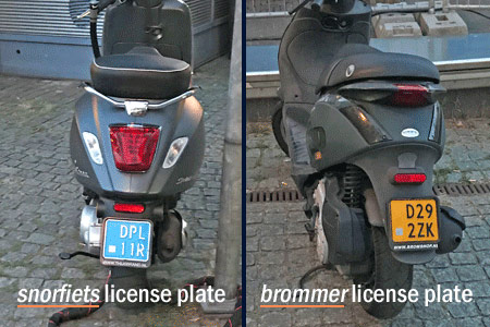 snorfiets and brommer Dutch scooter license plates in Netherlands