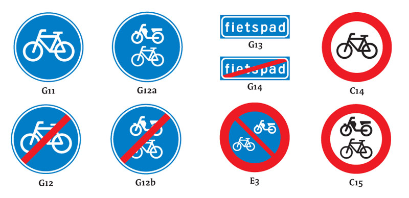 bicycling road signs in the Netherlands