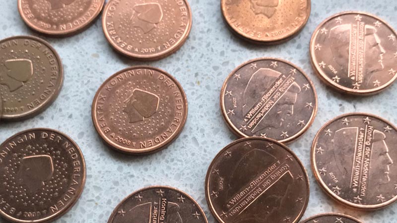 Dutch 5 cent Euro coins in Netherlands