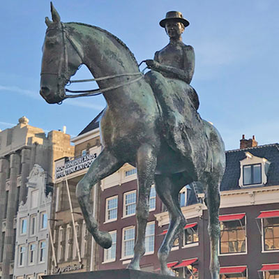 Queen Wilhelmina equestrian statue in Amsterdam Netherlands