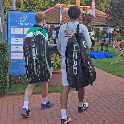 Dutch players walking into Leimonias tennis club The Hague Netherlands