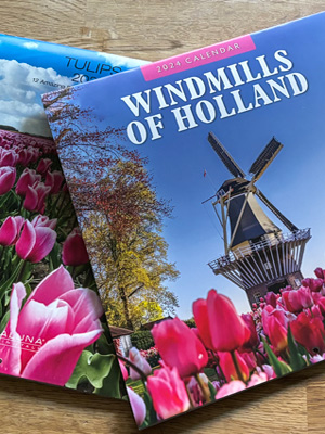 Dutch windmills tulips Holland 2024 wall calendars