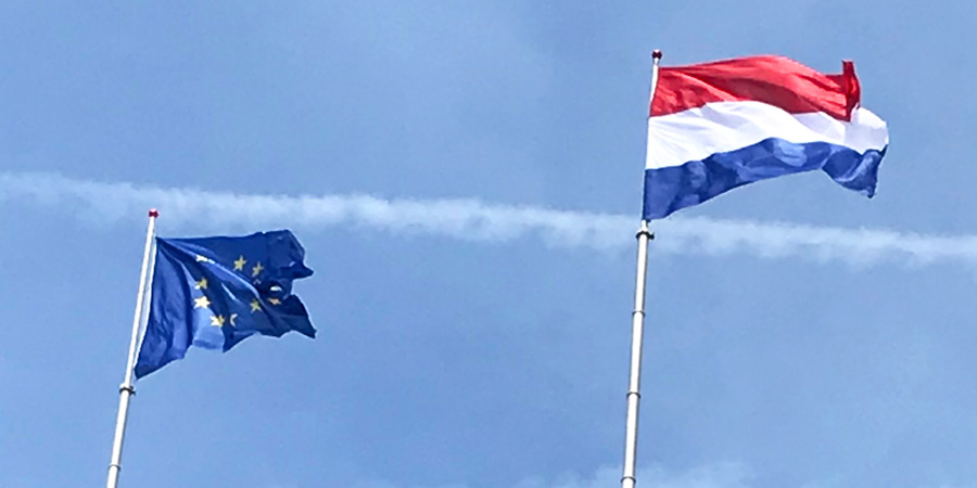 Netherlands and EU flags together
